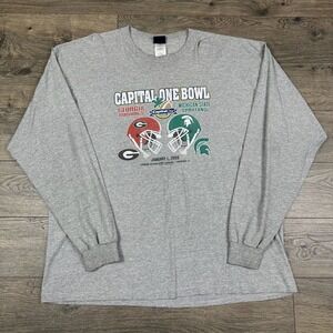 Vintage Y2K‎ Michigan State Spartans Shirt Adult XL Long Sleeve Gray Capitol One